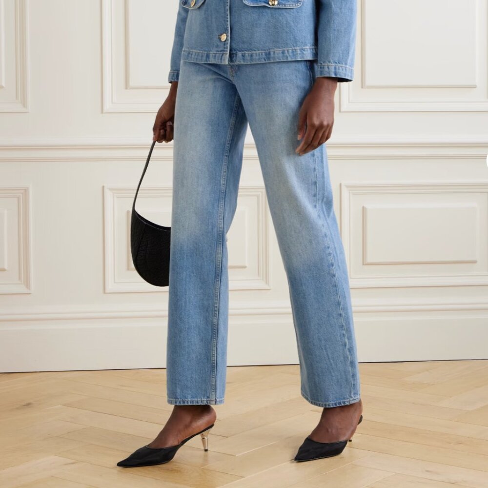 Anine Bing Gavin Distressed Jeans in Reservoir Blue Size 24